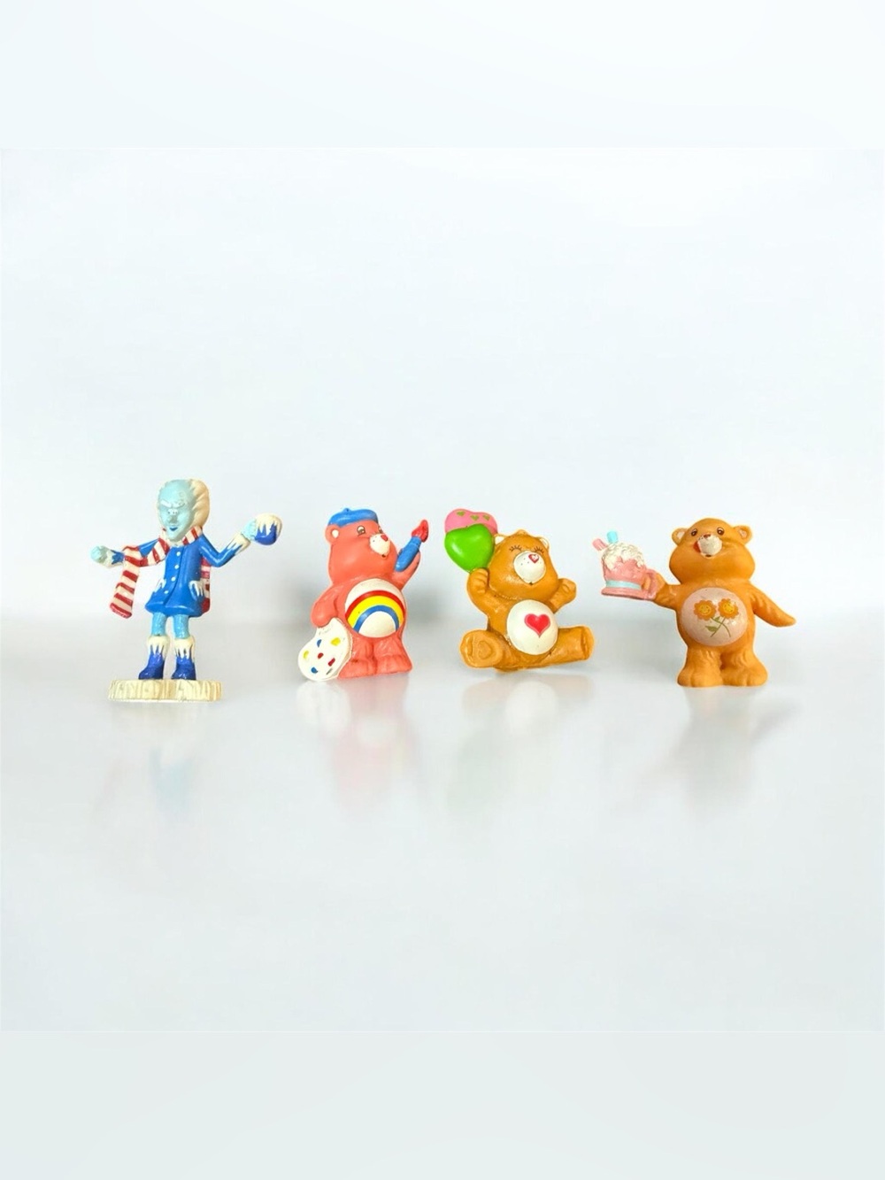 Vintage Care Bears 1980’s 2” Lot of PVC Mini Figures Retro Toys Set Of 4